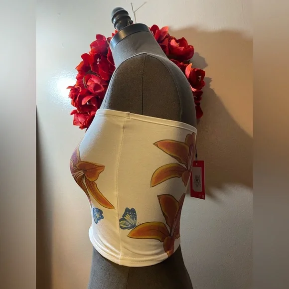 Edikted Tiger Lily Print Cotton Tube Top - Picture 5 of 9